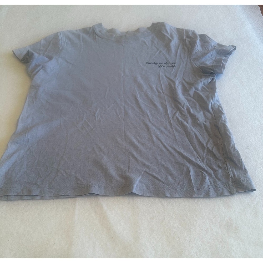 Bershka Womens Crop Top T Shirt Light Gray XS One Day or Day One Basic Tee Soft